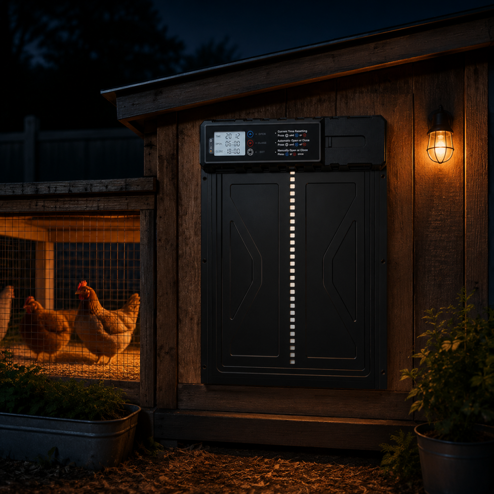 Large Chicken Coop Door Opener Automatic Timer Auto Light Sensor Remote Control