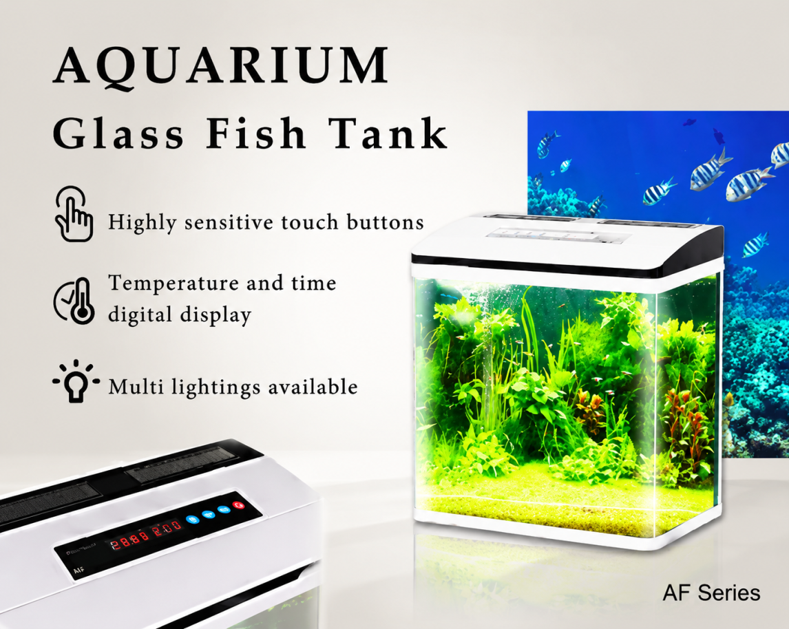 Aquarium 37L Fish Tank LED Light Complete Set Digital Display Touch Control