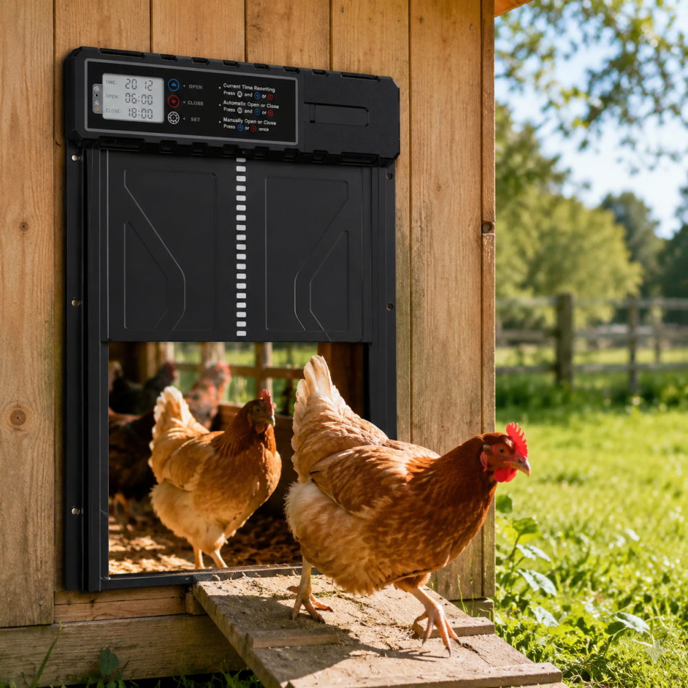 Large Chicken Coop Door Opener Automatic Timer Auto Light Sensor Remote Control