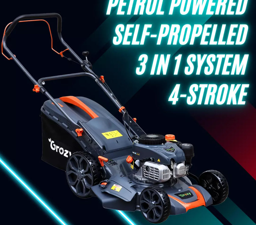 Petrol Lawn Mower 46cm Self-Propelled 3-in-1 System Lawnmower 4-Stroke