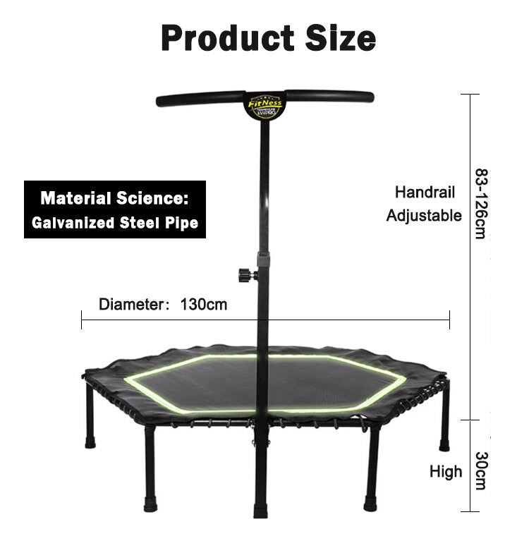 48" Professional Fitness Trampoline Gym Rebounder Cardio Home Exercise Handrail Green Color