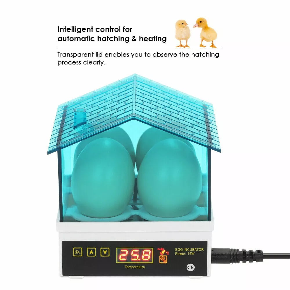 4 Eggs Mini Egg Incubator Digital LED Chicken Duck Poultry AU Standard