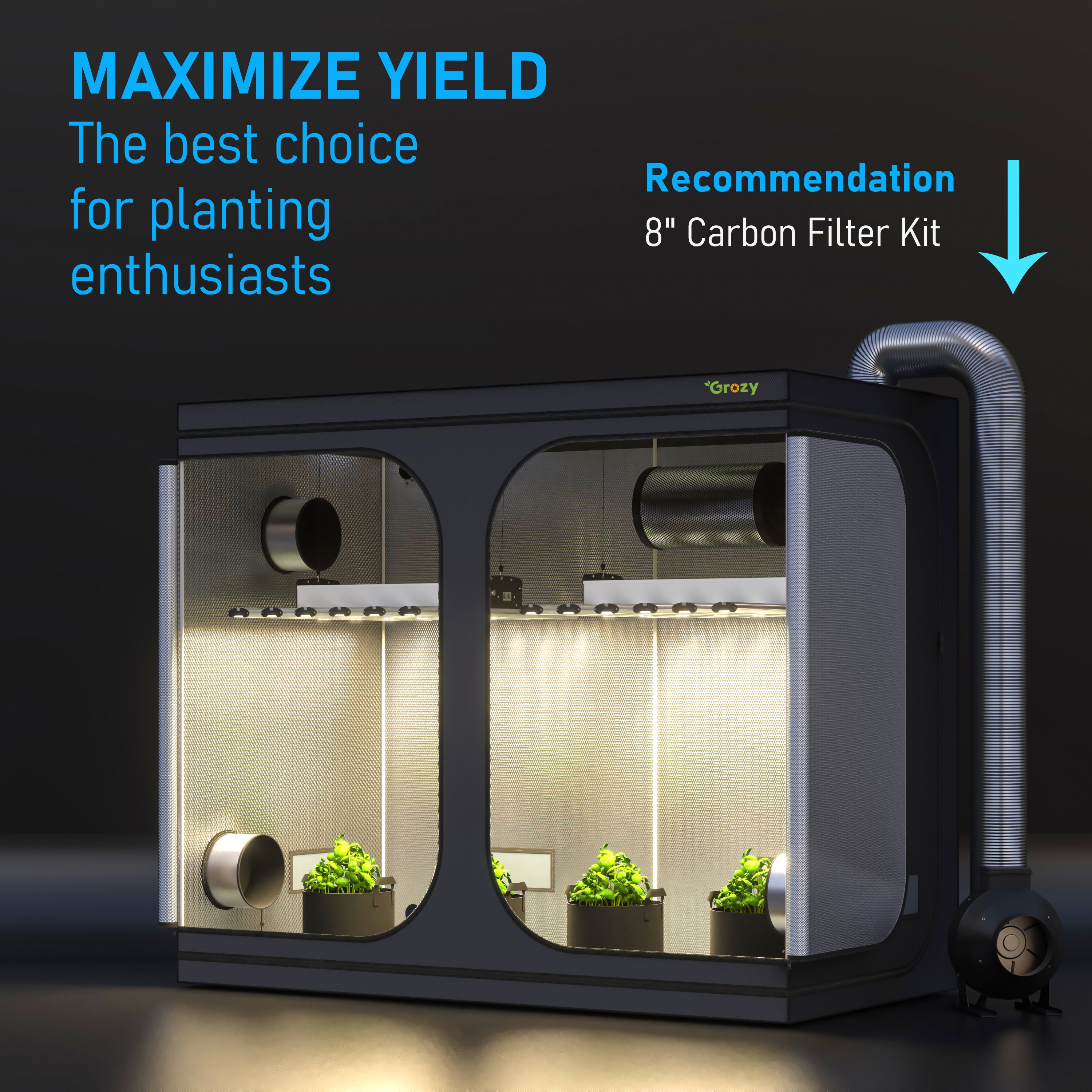 Grow Rite Hydroponic GROZY Grow Tent 240x120x200cm Grow Room for Hydroponics Growing System
