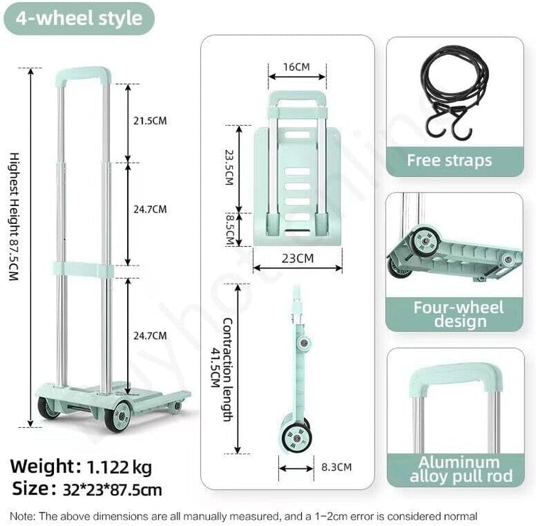 Foldable Heavy Duty Extendable Base Plate Aluminum Hand Truck Ergonomic