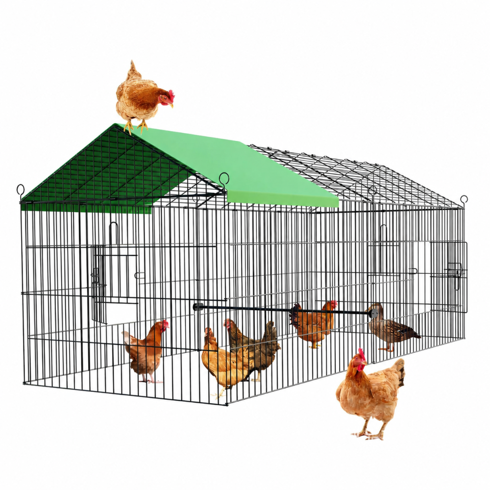 1.8M Large Metal Chicken Coop Walk-in Rabbit Hutch Run Cage Freerange Hen House