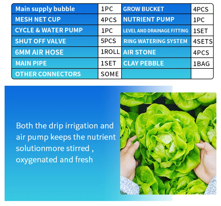 Hydroponics DWC & Drip Recirculating Growing System 4 Plant Buckets Complete Kit