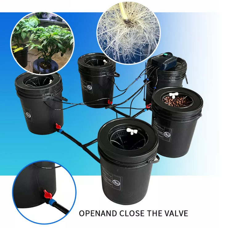 Hydroponics DWC & Drip Recirculating Growing System 4 Plant Buckets Complete Kit