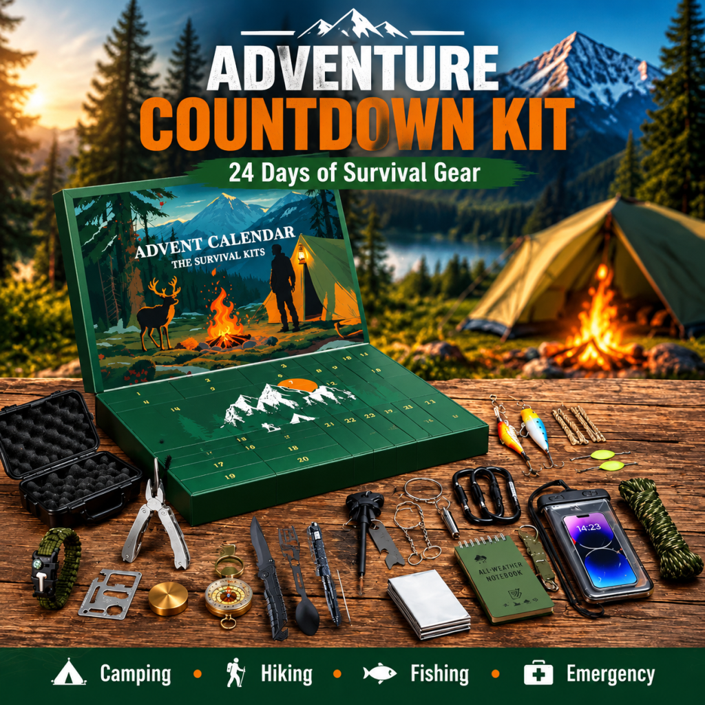 24pc Survival Advent Calendar Gift Box Outdoor Tool First Aid Kit Camping Hiking