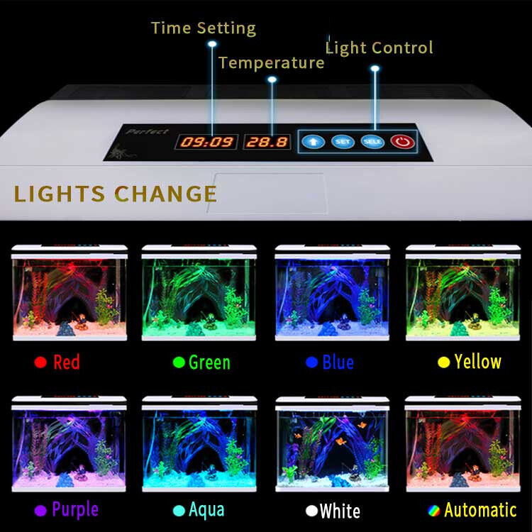 Aquarium 37L Fish Tank LED Light Complete Set Digital Display Touch Control