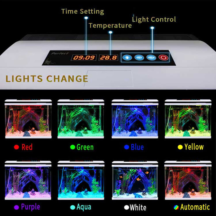 Aquarium 53L Fish Tank LED Light Complete Set Digital Display Touch Control