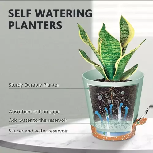 5 PCS Plant Pots Self Watering Planters with Drainage Hole Flower Succulents Pots