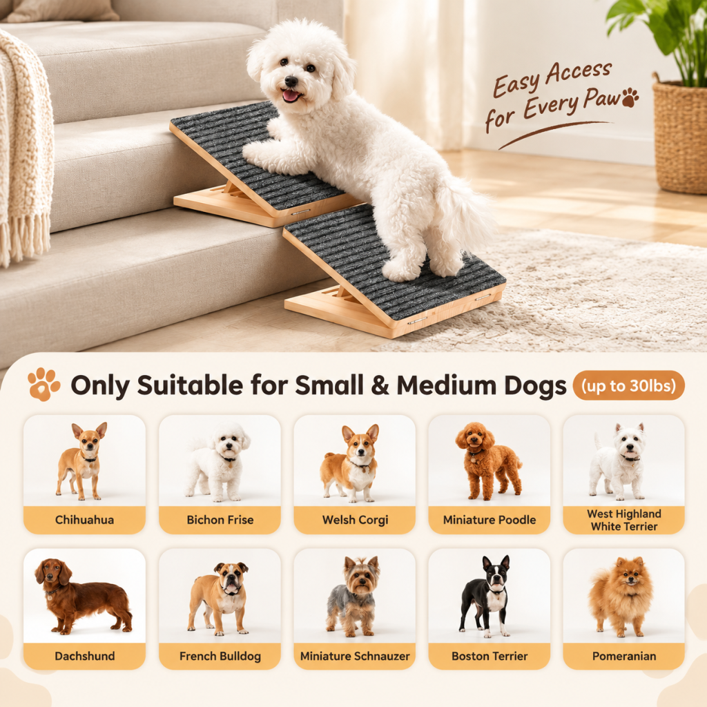 Dog Ramps Adjustable Height Stairs Portable Cats Steps Elderly or Injured Pets