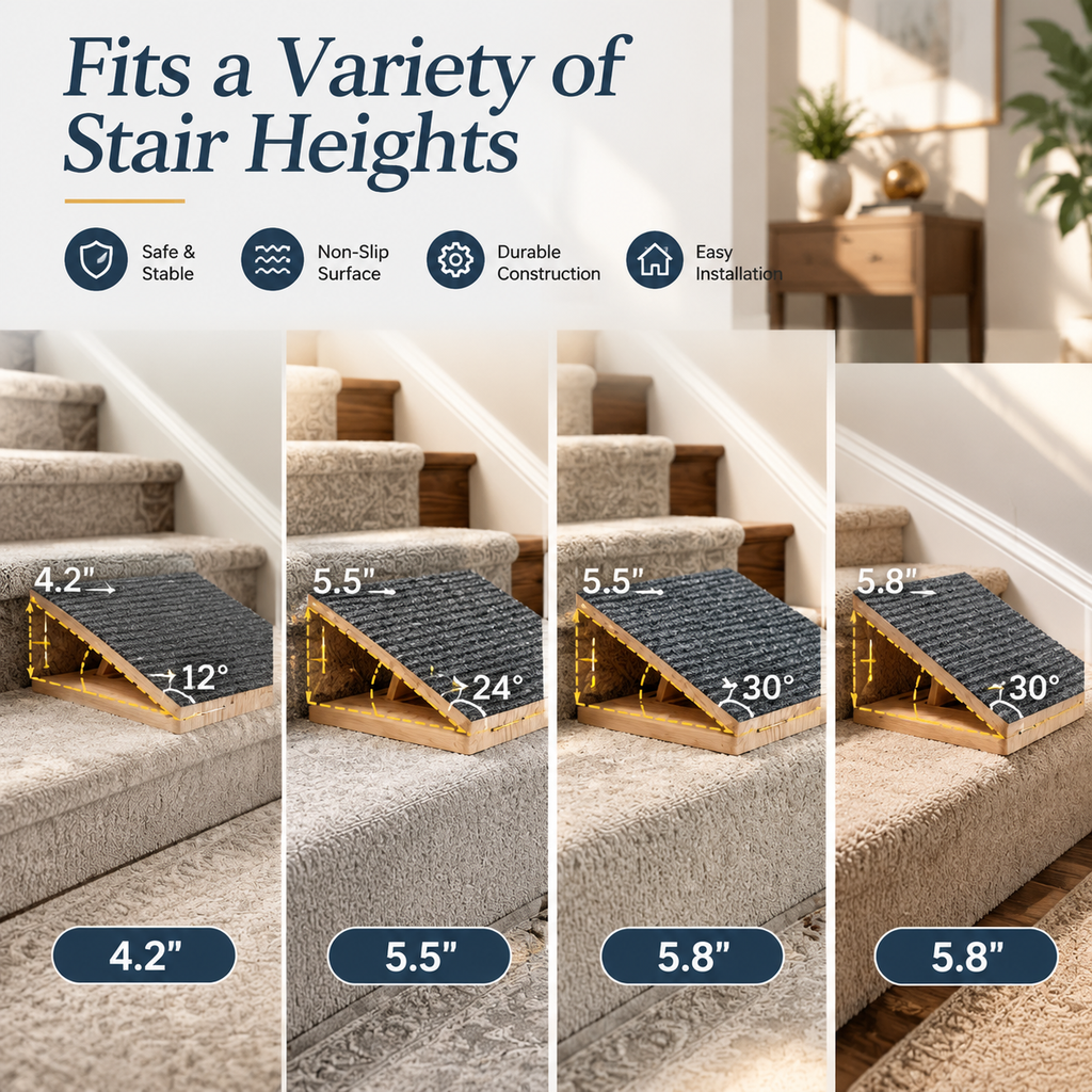 Dog Ramps Adjustable Height Stairs Portable Cats Steps Elderly or Injured Pets