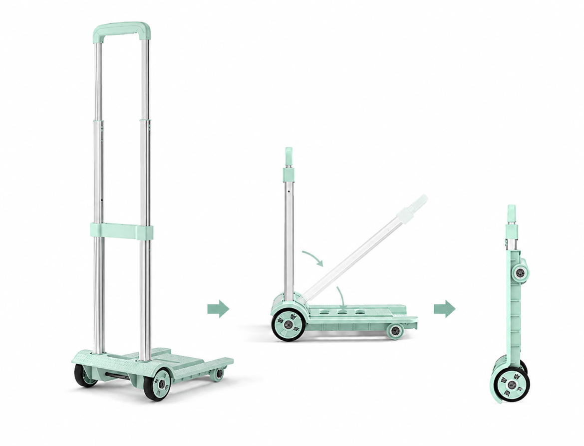 Folding Hand Truck Luggage Trolley Cart 20kg Lightweight Travel Moving Shopping