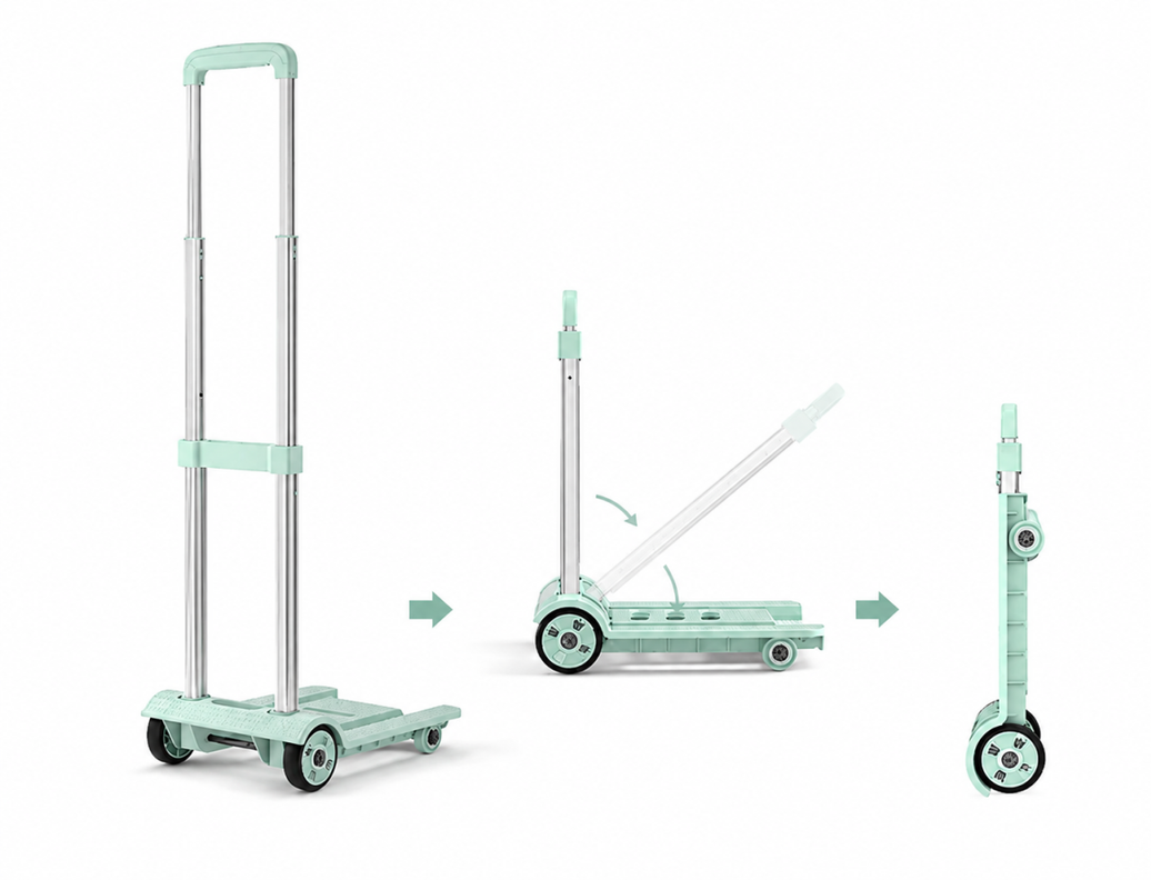 Folding Hand Truck Luggage Trolley Cart 20kg Lightweight Travel Moving Shopping