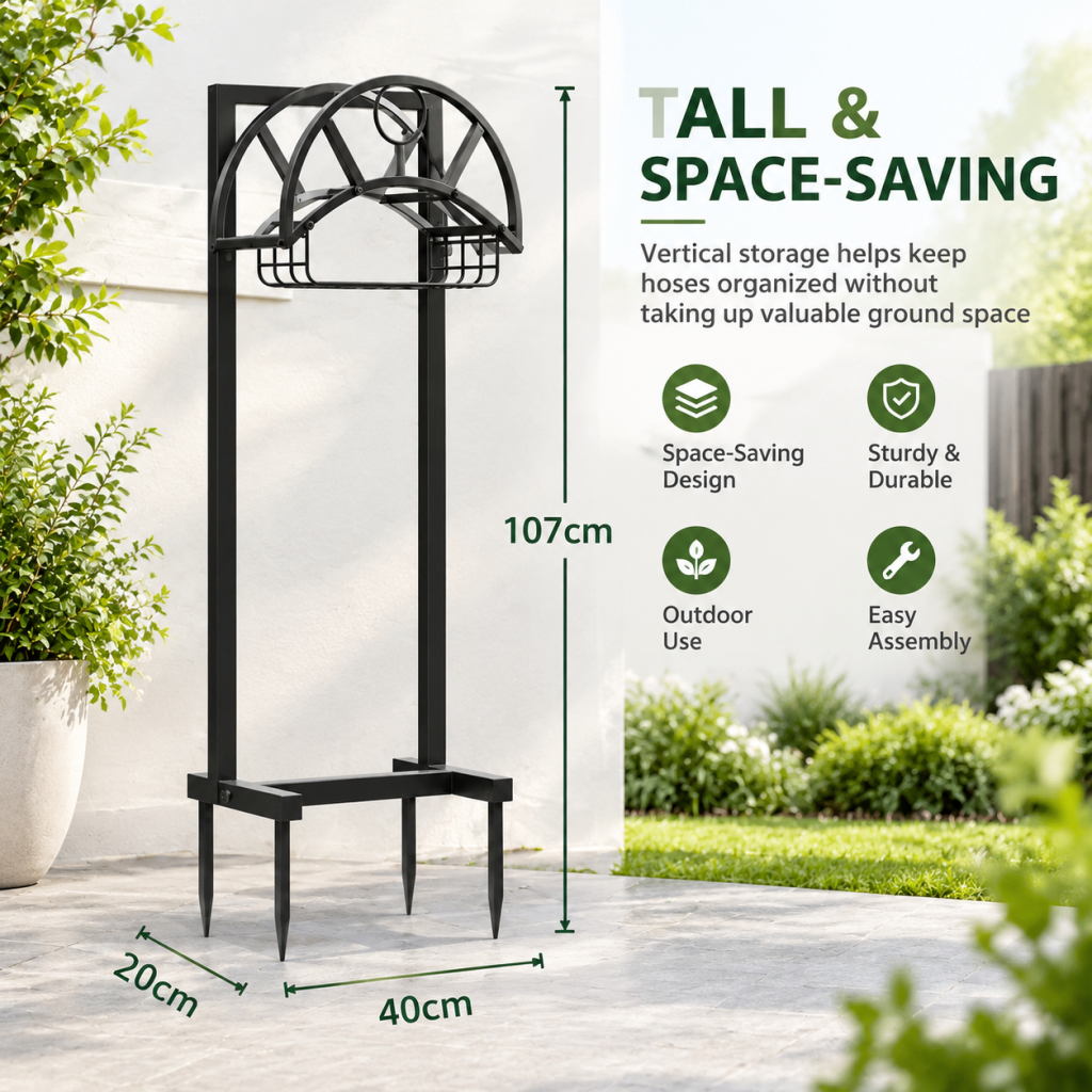 Garden Hose Holder Detachable Storage Hose Reel Rack Freestanding Outside Yard