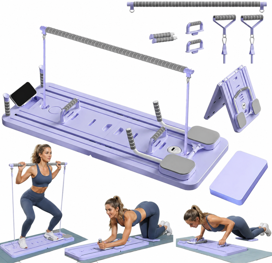 Pilates Reformer Board Machine Yoga bar Foldable 7in1 Home Gym Fitness Exercise