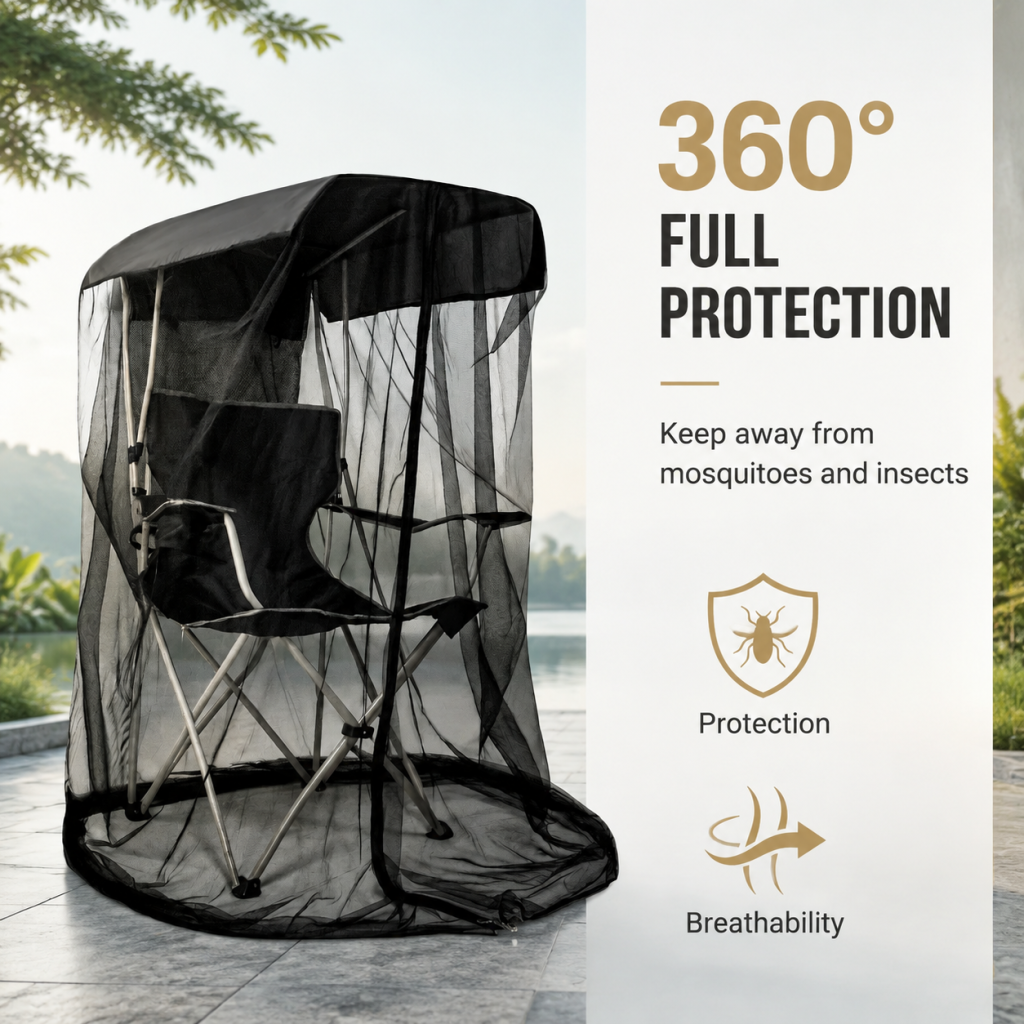 Camping Chair with Canopy Shade and Mosquito Net Folding Outdoor Fishing Beach