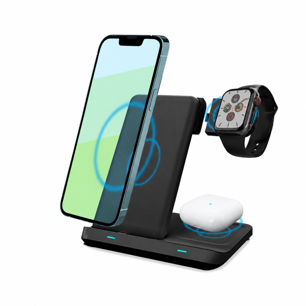 3 in 1 Wireless Charger Dock 15W Fast Charging Station For iPhone Watch Air pods