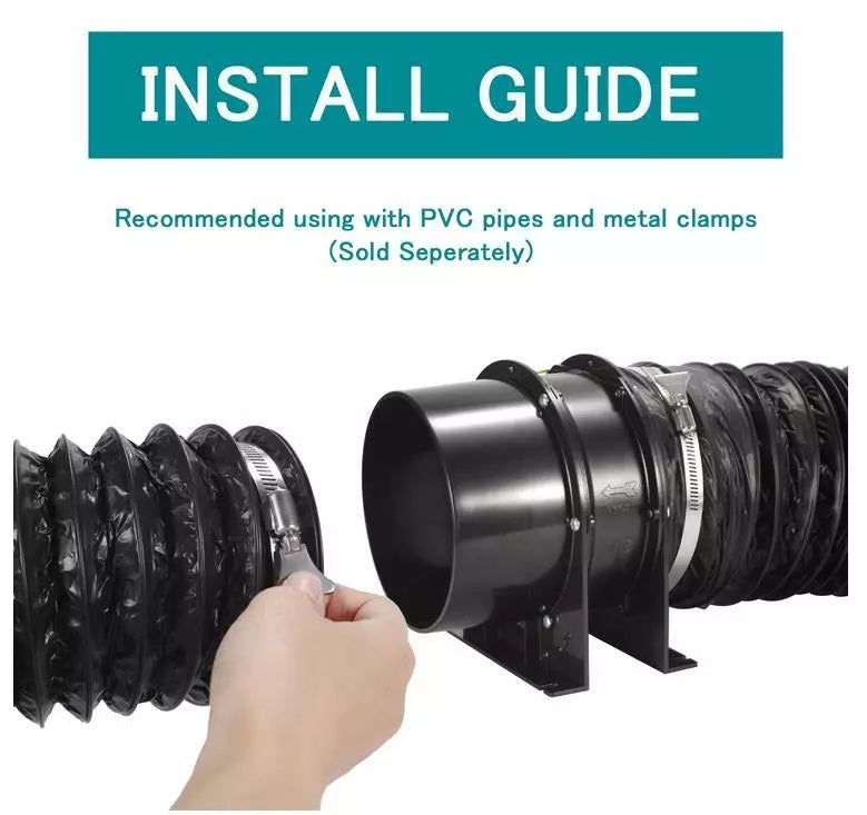 GROZY 6"/150mm Axial Silent Fan Ducting Hose Clamps Combo Ventilation Kit