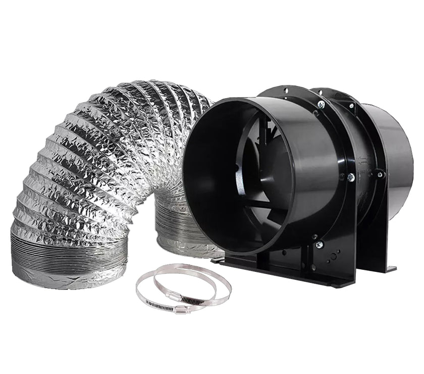 GROZY 6"/150mm Axial Silent Fan Ducting Hose Clamps Combo Ventilation Kit