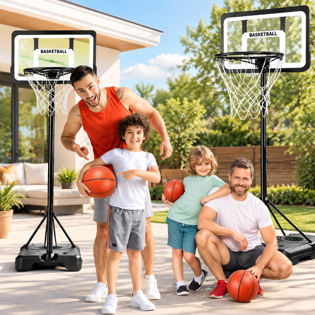 2-2.5M Basketball Stand System Hoop Net Ring Portable Base Height Adjustable Kid