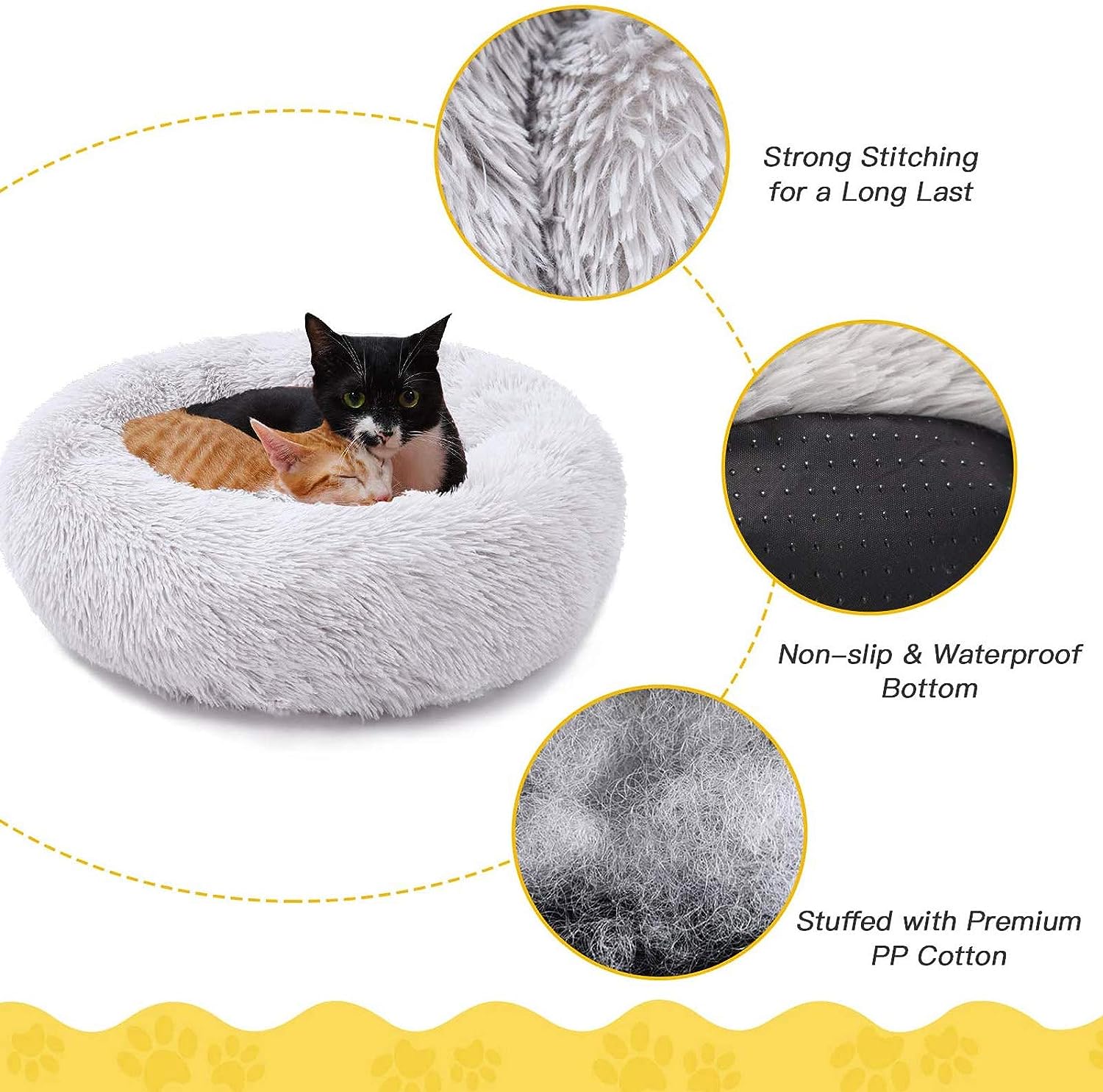 Dog Cat Pet Calming Bed Warm Soft Plush Round Nest Comfy Sleeping Kennel Cushion