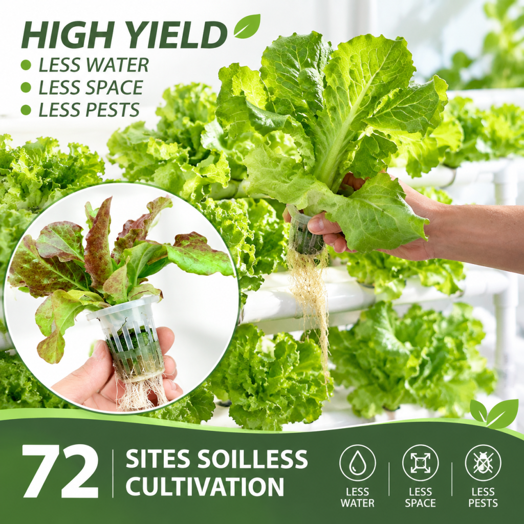 36/72 Plant Sites Aeroponics Hydroponic Grow Kit NFT System for Vegetables & Herbs