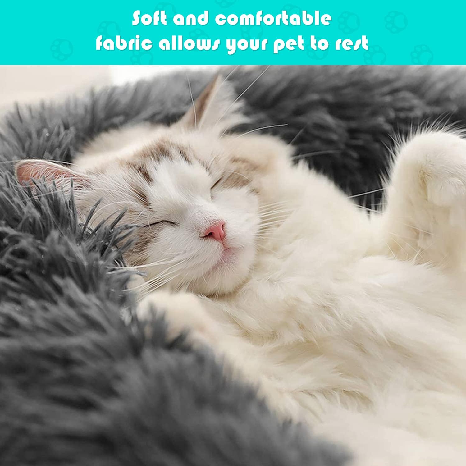 Dog Cat Pet Calming Bed Warm Soft Plush Round Nest Comfy Sleeping Kennel Cushion