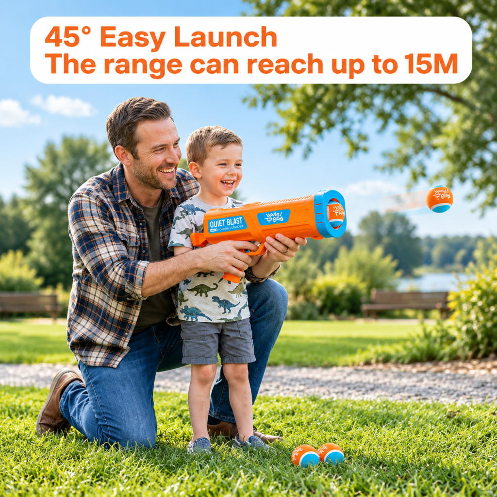 Dog Ball Launcher Blaster Shooter Gun Thrower Puppy Pet Toy Play Tennis Fetch AU