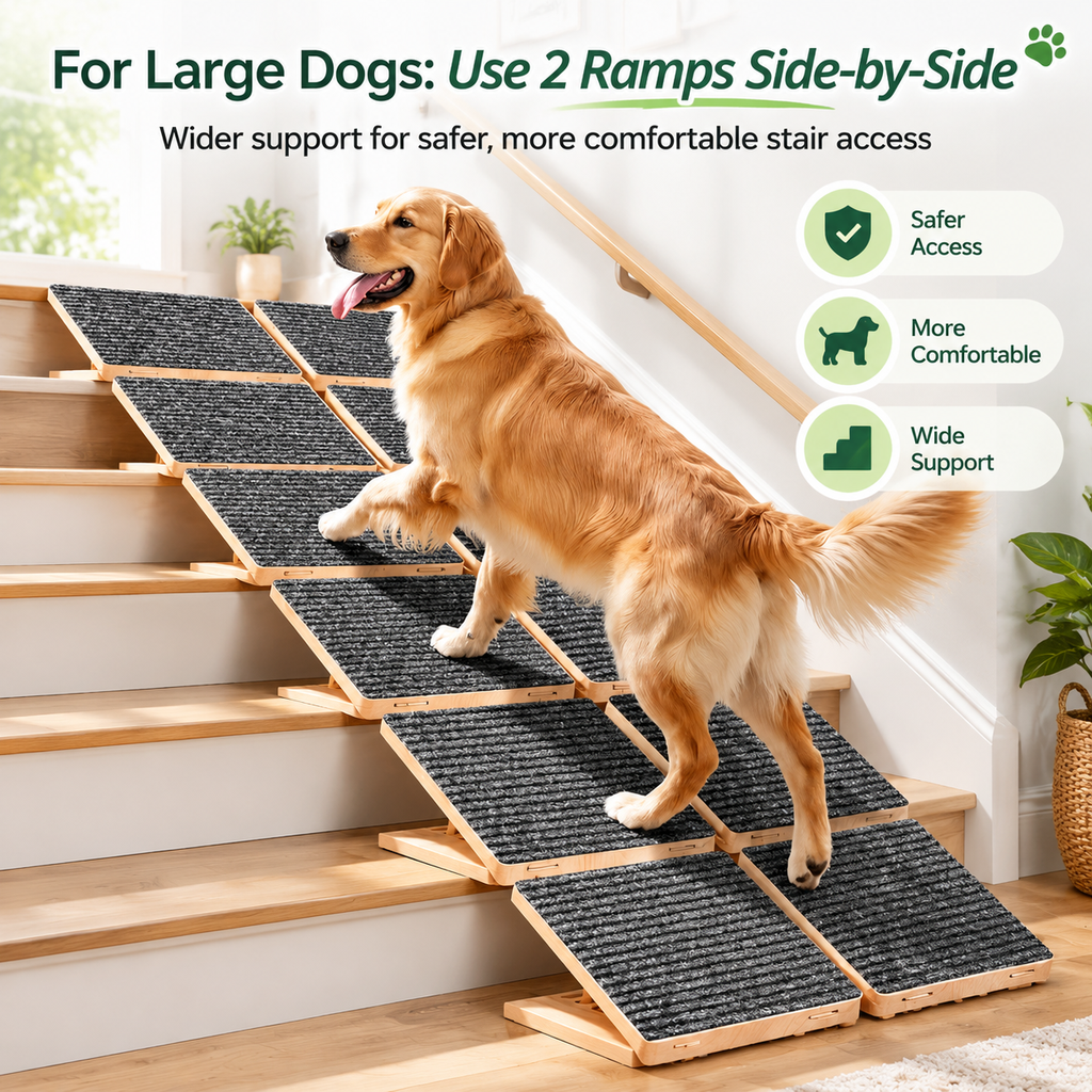 Dog Ramps Adjustable Height Stairs Portable Cats Steps Elderly or Injured Pets