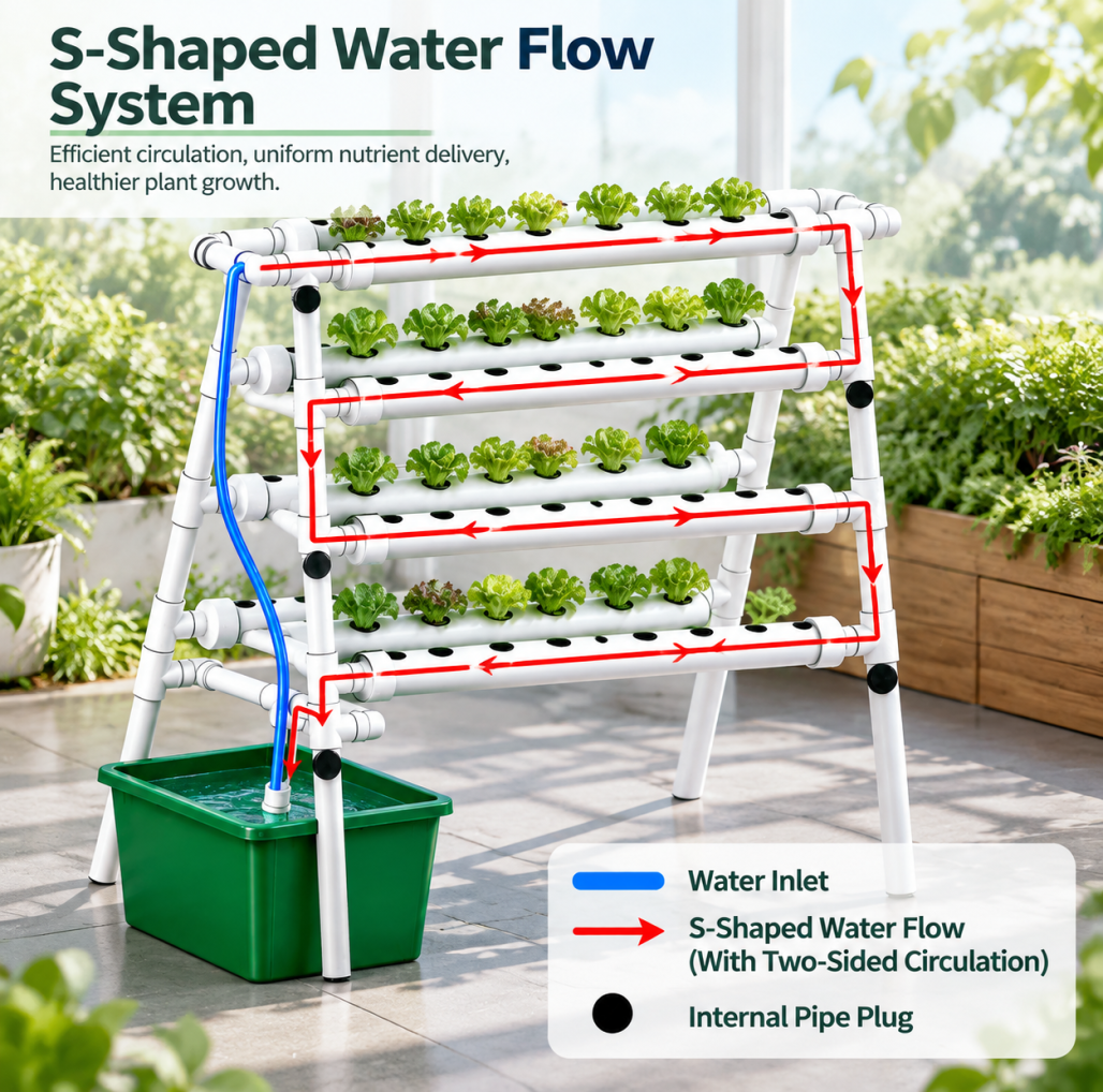 36/72 Plant Sites Aeroponics Hydroponic Grow Kit NFT System for Vegetables & Herbs