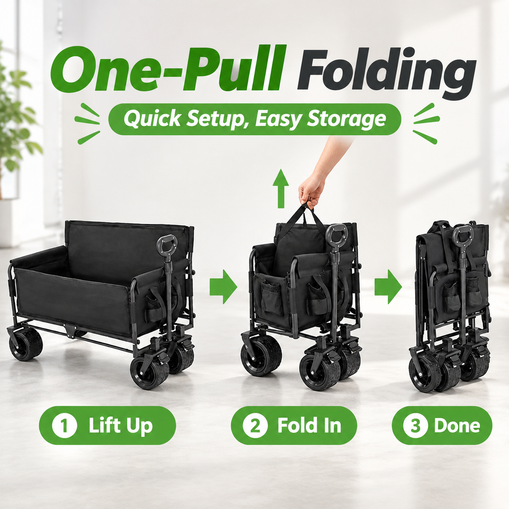 Foldable 2-in-1 Wagon Bench Seat Combo Adjustable Soft Cushions Outdoor Camping