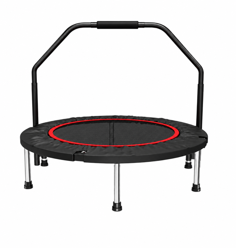 40" Fitness Trampoline Gym Rebounder Jogger Home Cardio Exercise Arch Handrail