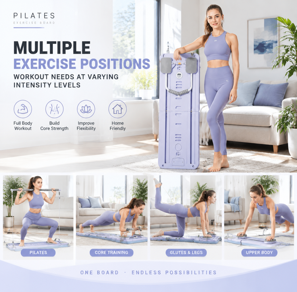 Pilates Reformer Board Machine Yoga bar Foldable 7in1 Home Gym Fitness Exercise