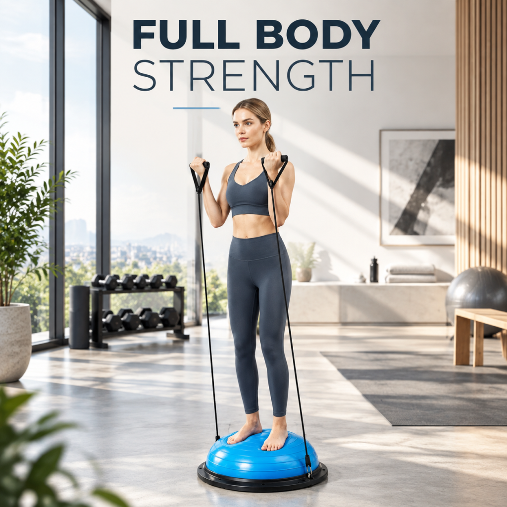 58cm Anti-Burst Half Dome Balance Trainer Yoga Ball Resistance Band Home Gym