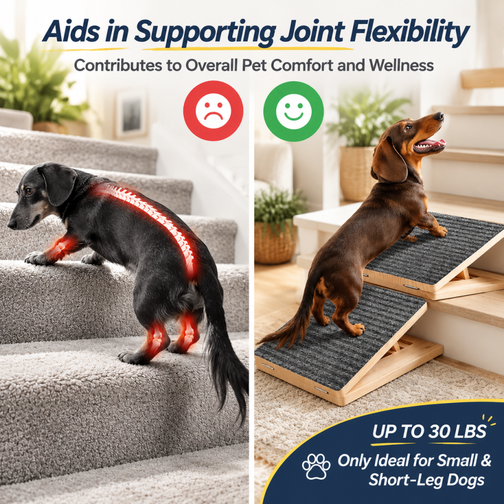 Dog Ramps Adjustable Height Stairs Portable Cats Steps Elderly or Injured Pets