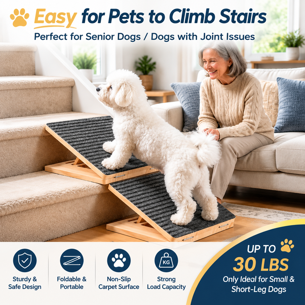 Dog Ramps Adjustable Height Stairs Portable Cats Steps Elderly or Injured Pets