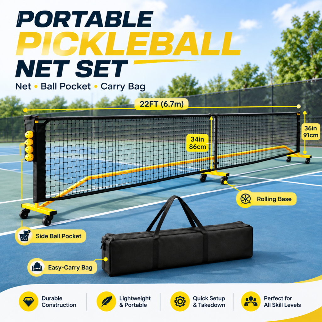 6.7M Full Portable Pickleball Net Lightweight Easy Setup Indoor Outdoor Backyard