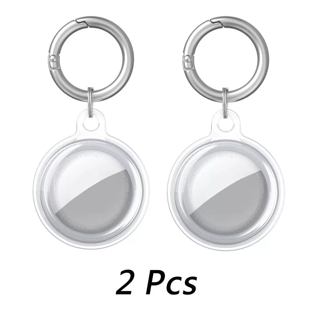 2 PCS Clear Case Cover Keyring Location Tracker Sleeve Shell for Apple AirTag