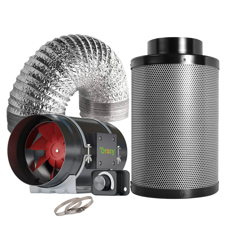 GROZY 8"/200mm Inline Fan with Speed Control Ventilation Kit for Grow Tent