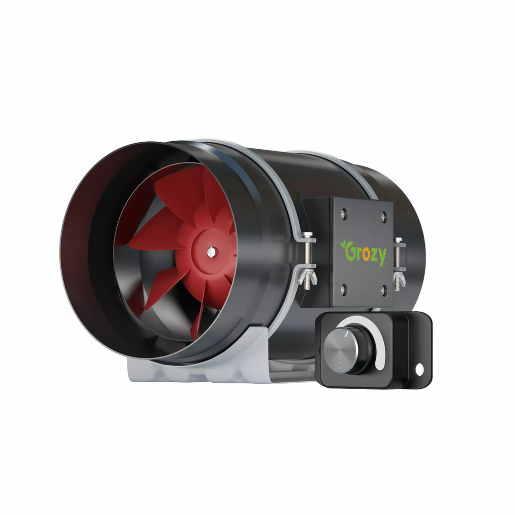 GROZY 8 inch / 200mm Black Inline Fan with Speed Controller Quiet Cooling Booster Fan for Hydroponics