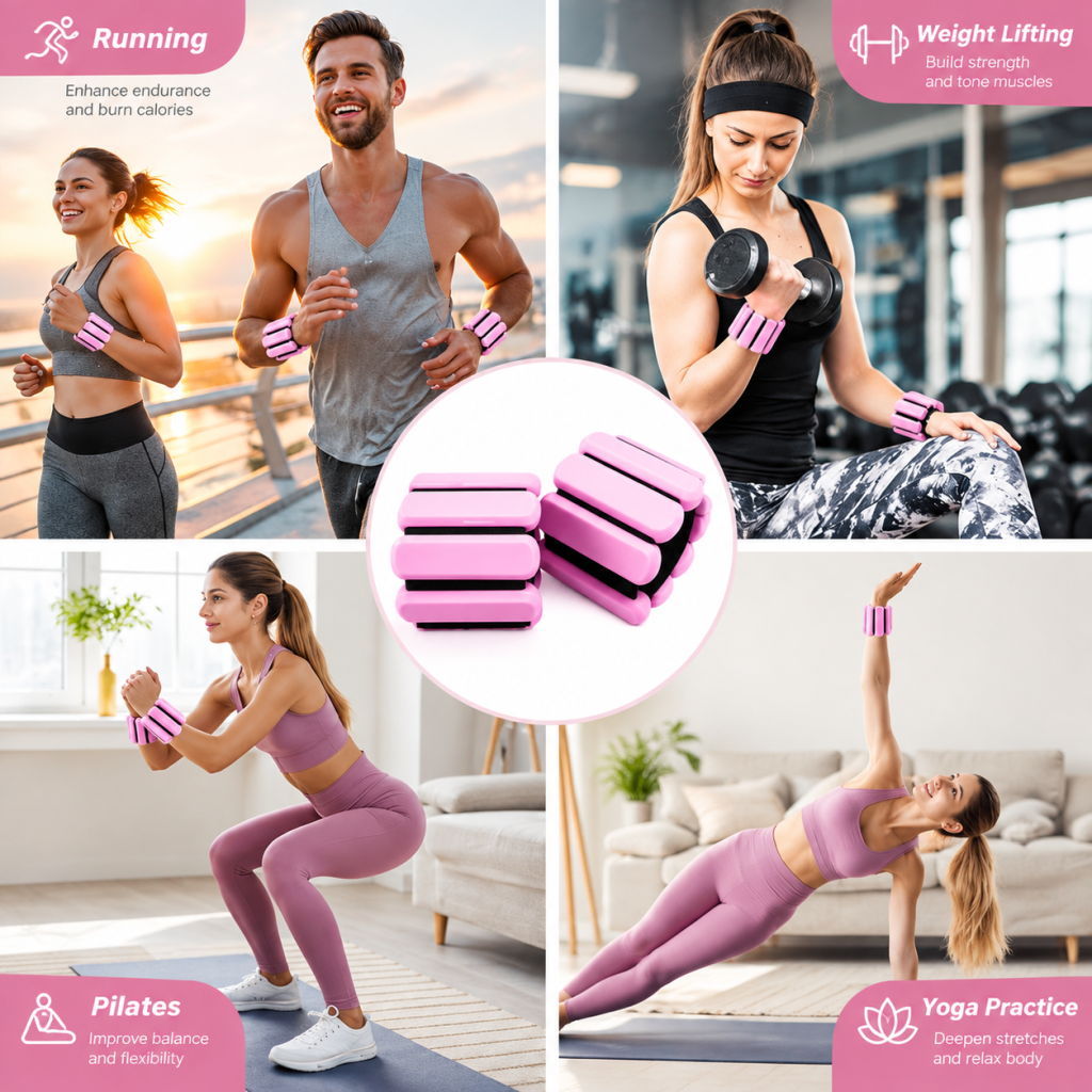 1/2/4 Pair Adjustable Weighted Bangles Ankle Wrist Weights Fitness Running Gym