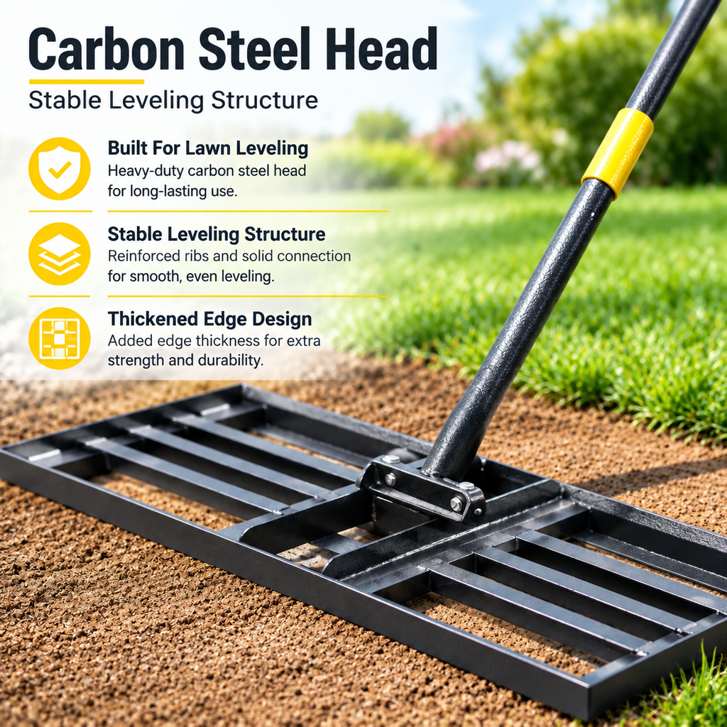 Industry Lawn Leveling Rake 76 x 26cm Adjustable Handle Garden Yard Soil Leveler