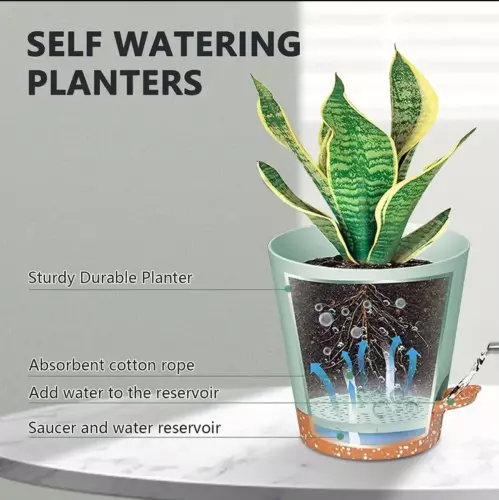 9/10/12 inch 3 PCS Self Watering Planters Kit Drainage Hole Plants Flower Pot