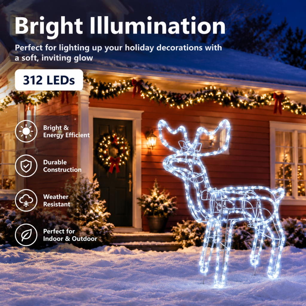 Christmas Light 3D Christmas Reindeer LED Lighted Xmas Decoration with Motions