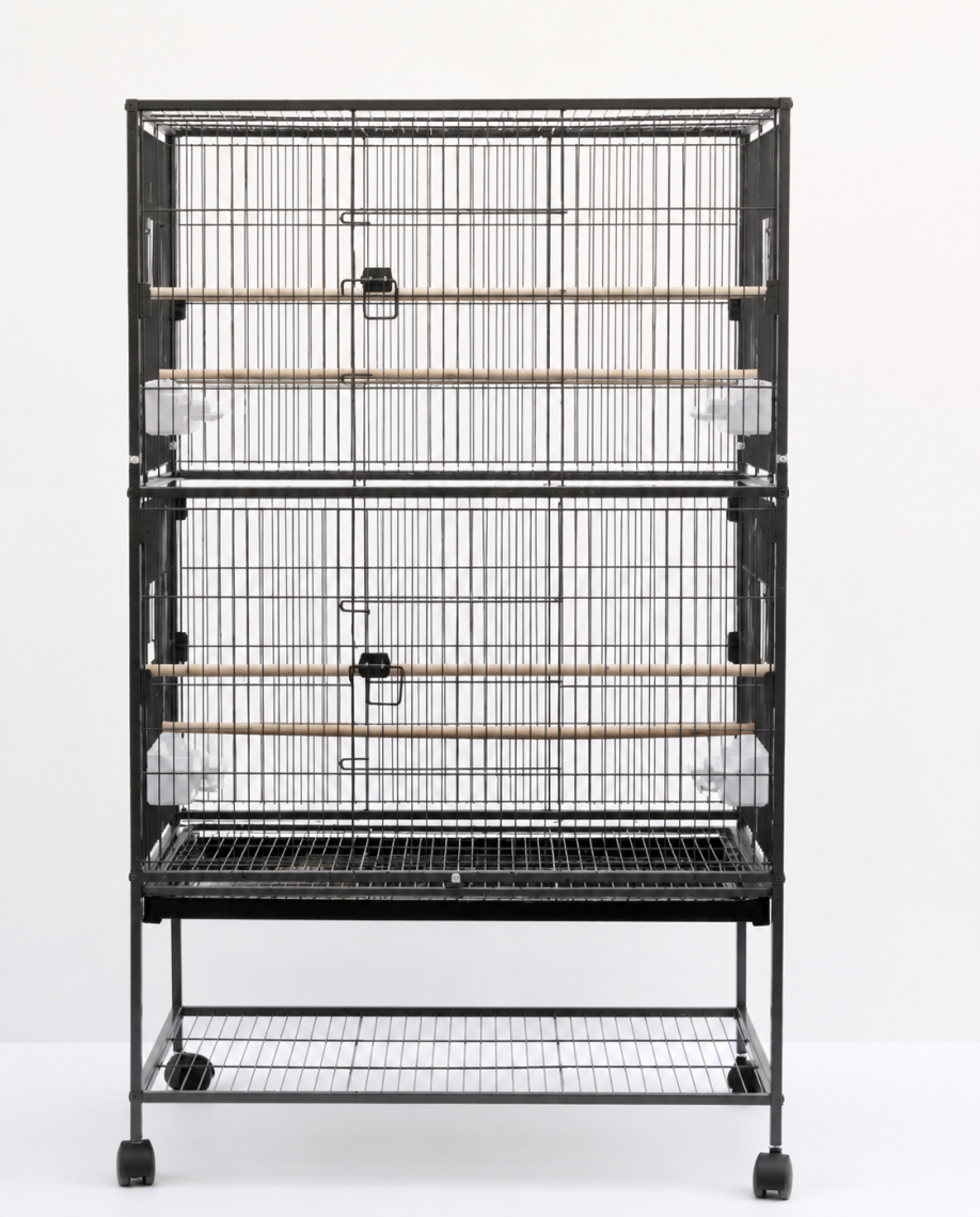 XXL Bird Cage Cockatiel Parrot Aviary Pet Stand-alone Budgie Perch Wheels 132CM