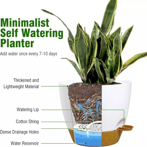 9/10/12 inch 3PCS Self Watering Planters Kit Indoor Garden Plants Flower Pots