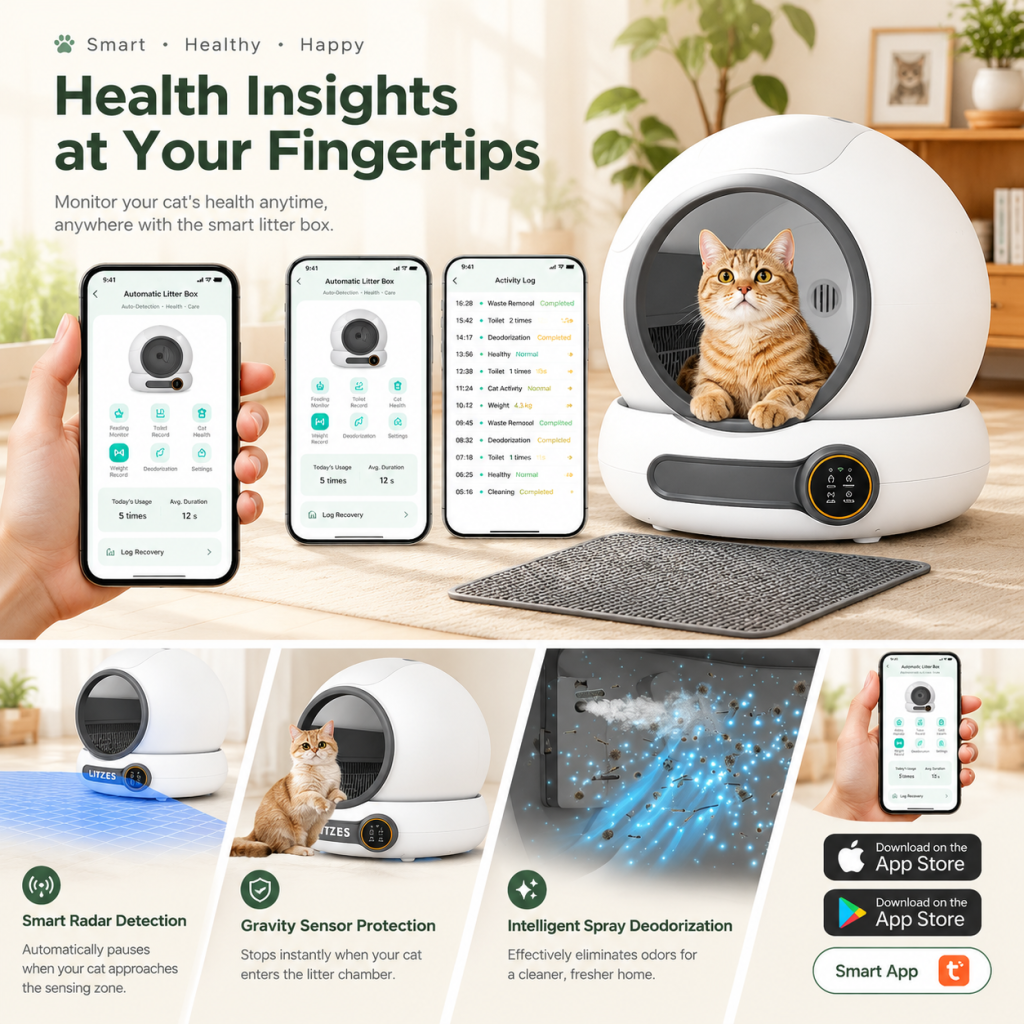 FURRAW Smart Automatic Cat Litter Box Self-Cleaning Deodorization APP Control