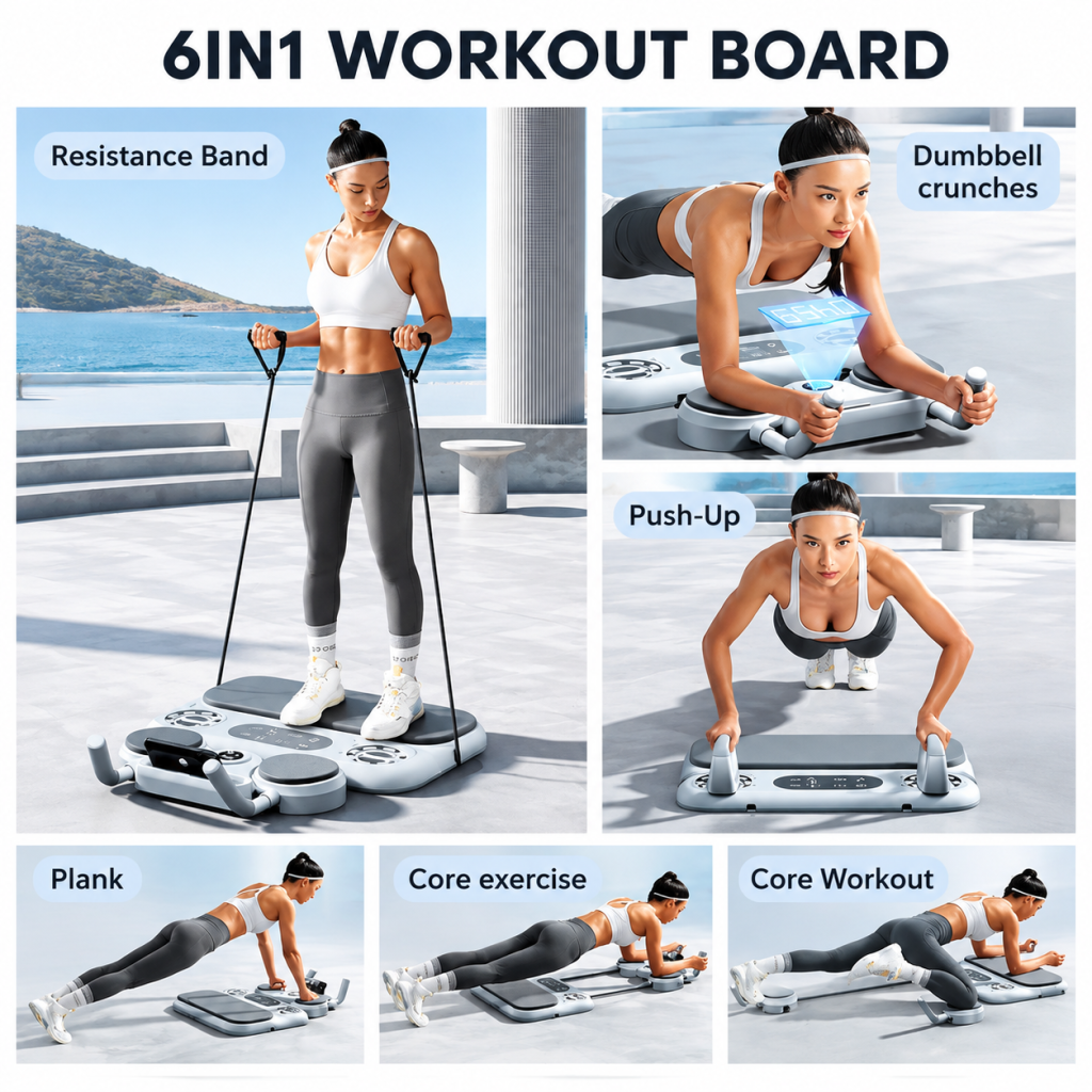 6 in 1 Push-Up Training Board Chest Muscles Abdominal Wheel Home Gym Exercise